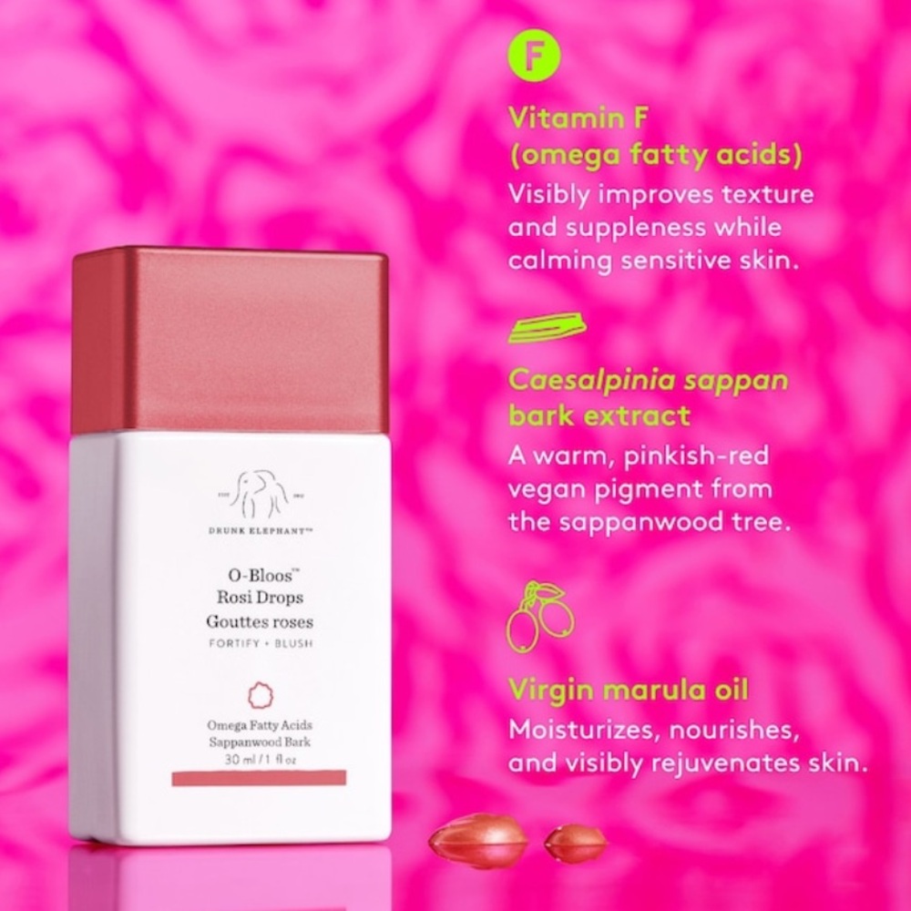 NIB Drunk Elephant O-Bloos Rosi Drops with Vitamin F 30ml - Picture 7 of 8